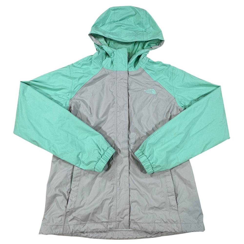 The North Face DryVent Rain Jacket Women's S Grey Mint Green Hooded Gorpcore
